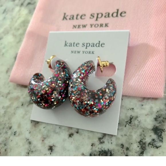 Kate Spade glitter earrings SO CUTE!!! - Picture 3 of 4